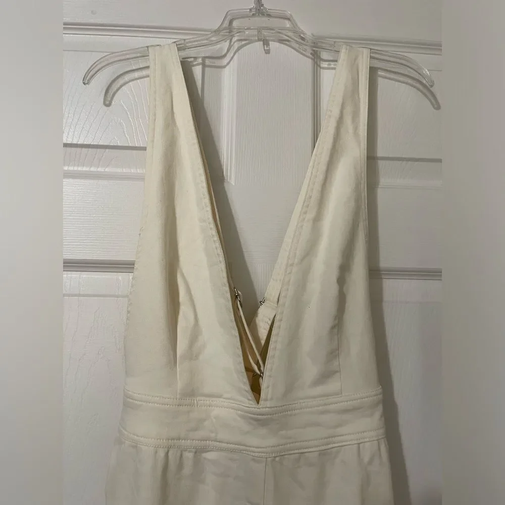 Sincerely Jules Denim V Cut Pale Yellow Jumpsuit. - Picture 2 of 9